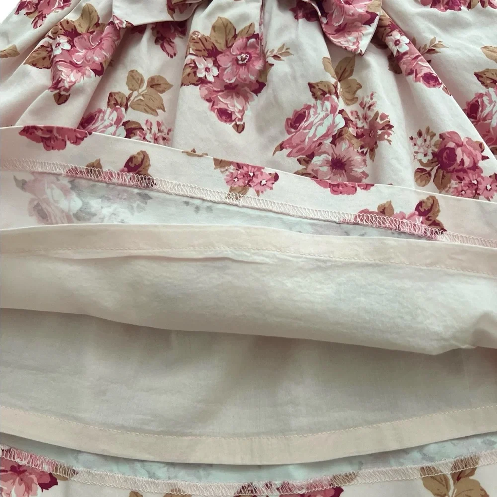 Janie And Jack Dress Girls 12-18 Months Pink Floral Bow Ruffle Cotton Party - Picture 5 of 9